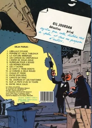 Verso de l'album Gil Jourdan Tome 7 Les moines rouges