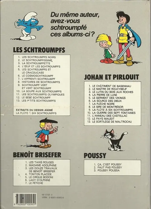 Verso de l'album Johan et Pirlouit Tome 1 Le châtiment de basenhau