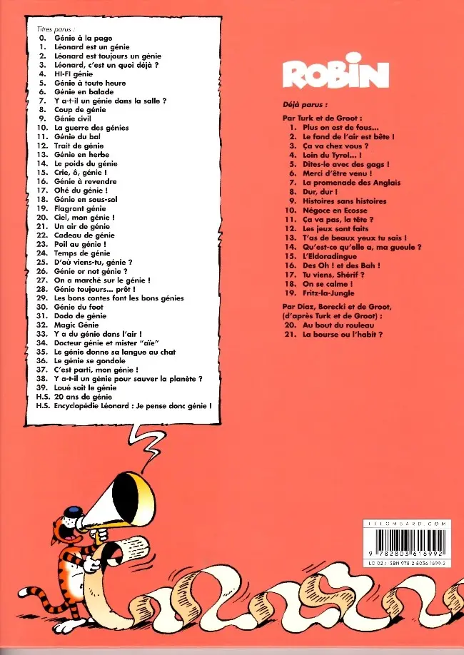 Verso de l'album Léonard Tome 1 Léonard est un génie