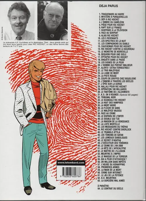 Verso de l'album Ric Hochet Tome 7 Suspense à la télévision
