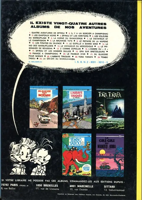 Verso de l'album Spirou et Fantasio Tome 8 La mauvaise tête