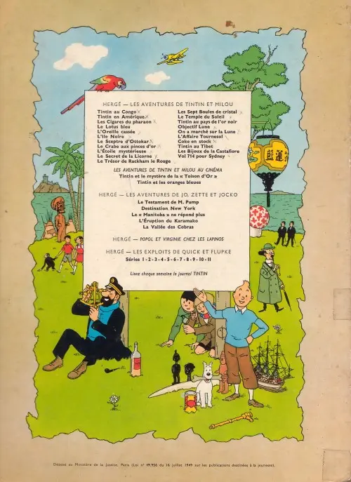 Verso de l'album Tintin Tome 8 Le sceptre d'Ottokar