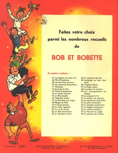 Verso de l'album Bob et Bobette Tome 98 Le paradis des chiens
