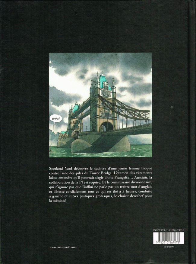 Verso de l'album Les Enquêtes du commissaire Raffini Tome 11 L'Inconnue de Tower Bridge
