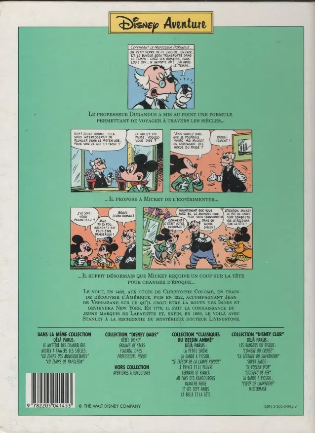 Verso de l'album Mickey à travers les siècles Tome 15 Mickey découvre l'Amérique