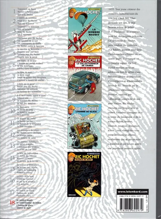 Verso de l'album Ric Hochet Intégrale Tome 18