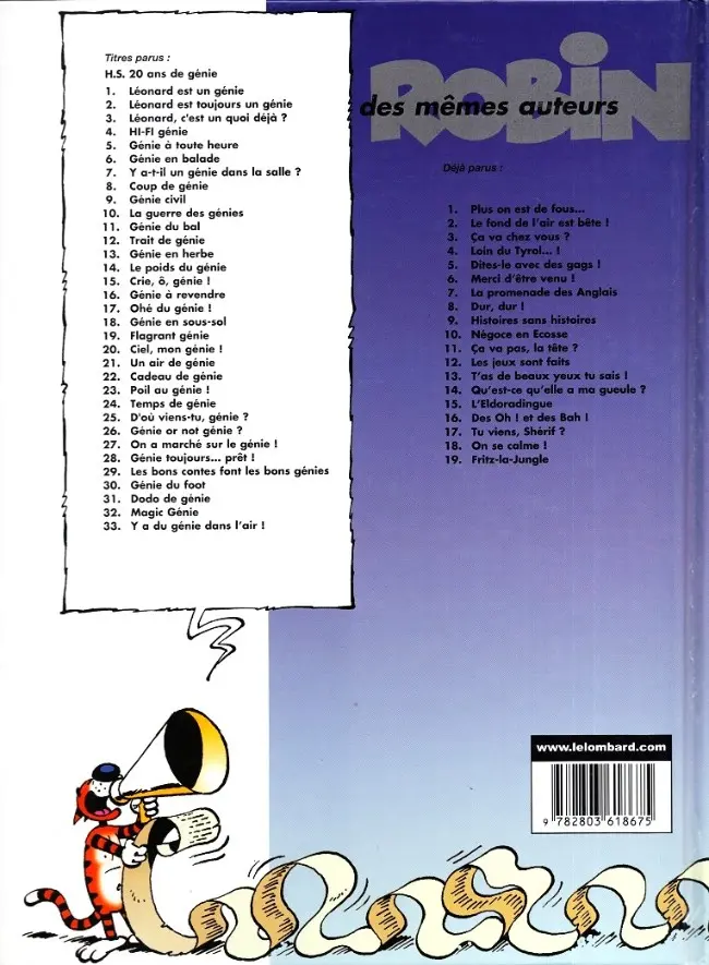 Verso de l'album Léonard Tome 33 Y a du génie dans l'air!