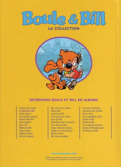 Verso de l'album Boule & Bill La collection Tome 2 La bande à Bill