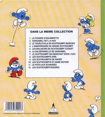 Verso de l'album 3 histoires de Schtroumpfs Tome 12 Les schtroumpfosaures
