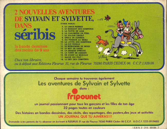 Verso de l'album Sylvain et Sylvette Tome 82 La poudre de rire
