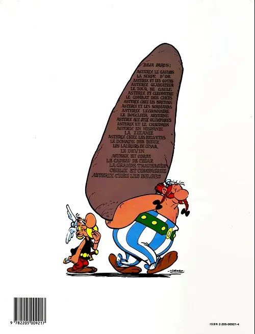 Verso de l'album Astérix Tome 23 Obélix et compagnie