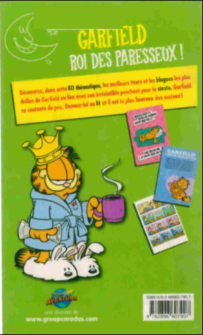 Verso de l'album Garfield Tome 3 Roi des paresseux !