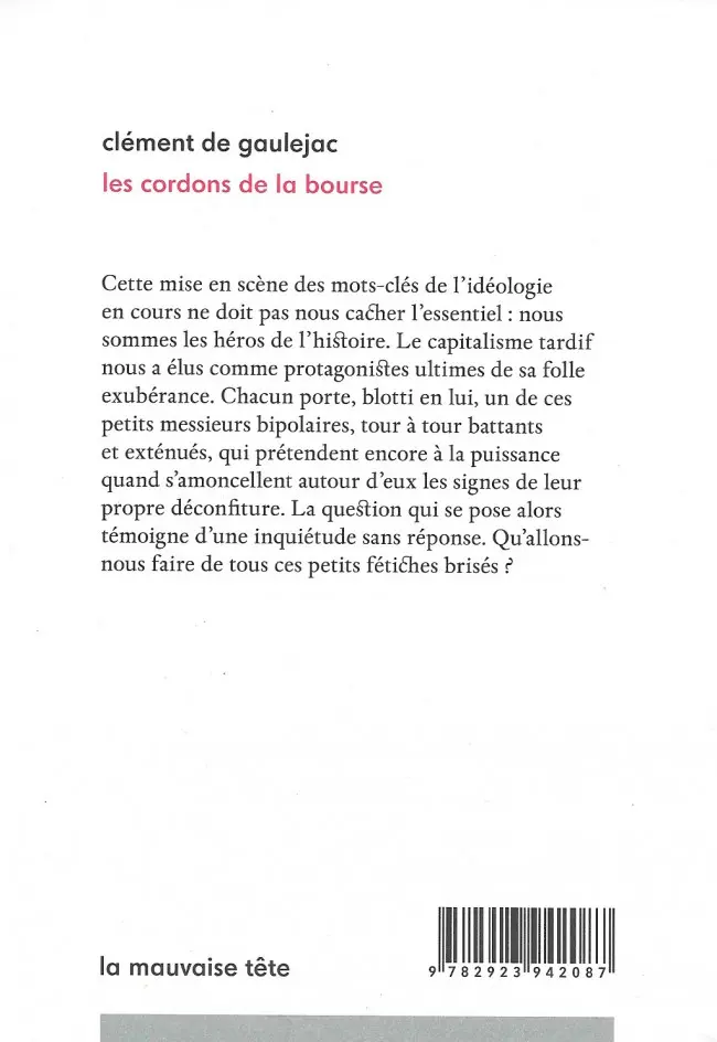 Verso de l'album Les cordons de la bourse
