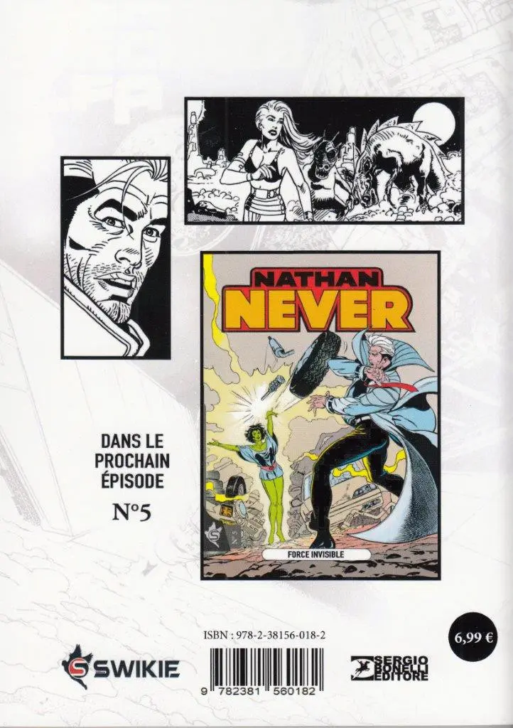 Verso de l'album Nathan Never Swikie N° 4 L'Île de la mort