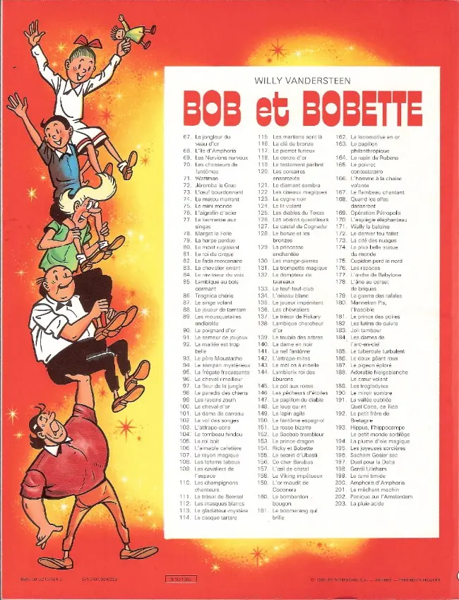 Verso de l'album Bob et Bobette Tome 110 Les champignons chanteurs