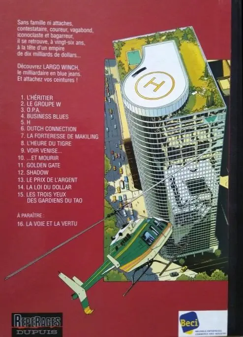 Verso de l'album Largo Winch Tome 15 Les trois yeux des gardiens du tao