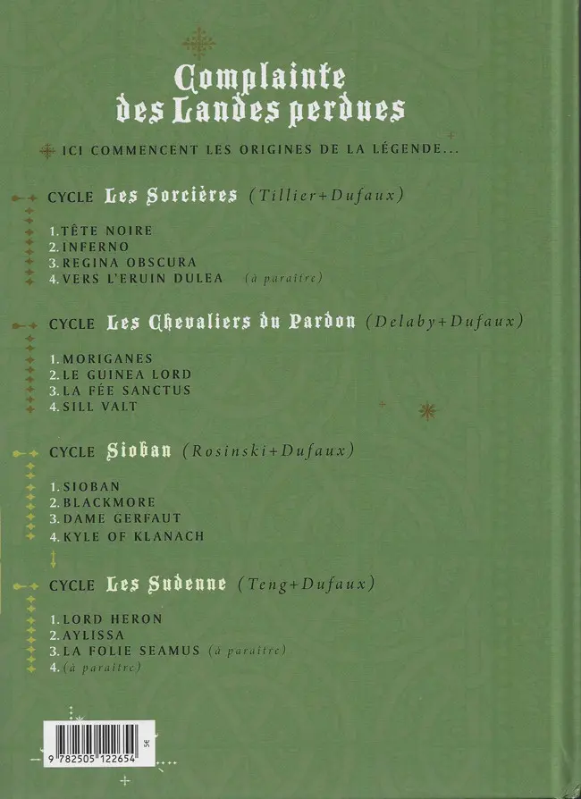 Verso de l'album Complainte des Landes perdues Les Sorcières Tome 1 Tête noire