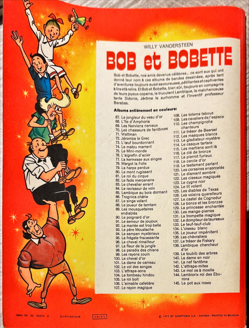 Verso de l'album Bob et Bobette Tome 118 Le cercle d'or