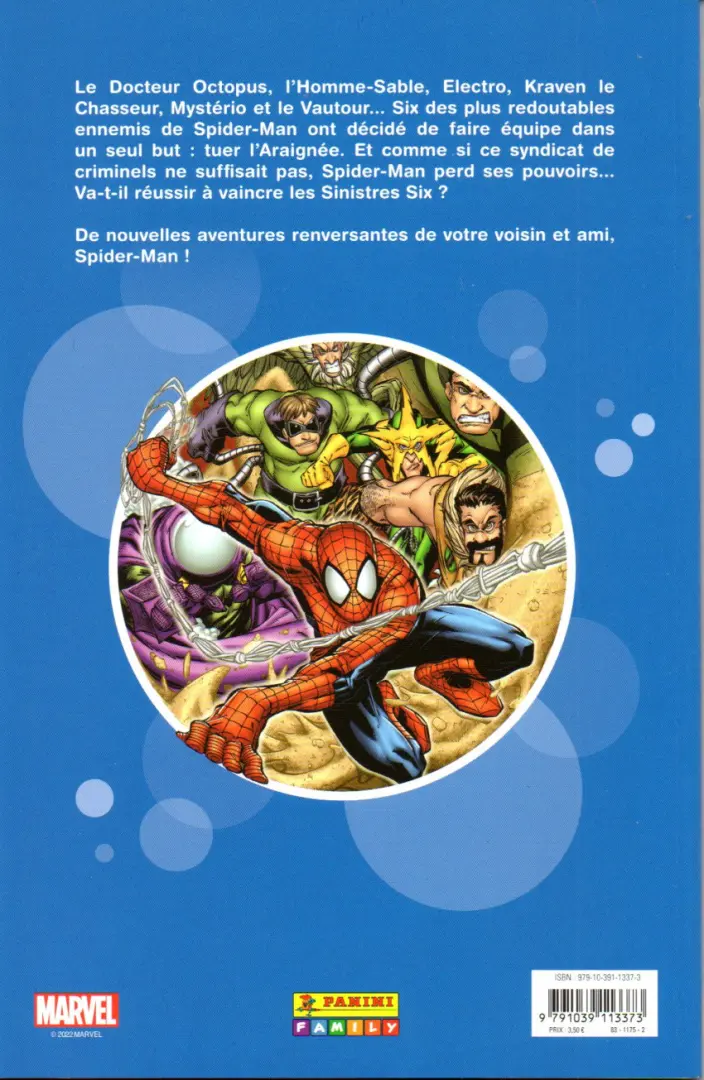 Verso de l'album Les fantastiques aventures de Spider-Man 1 Les sinistres six