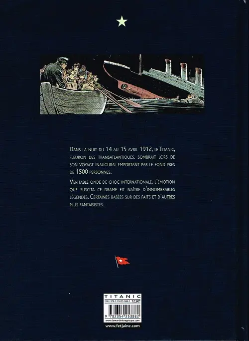 Verso de l'album Mystères et secrets du Titanic