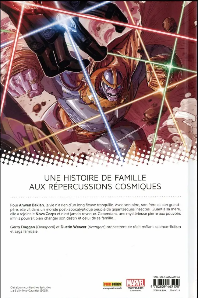 Verso de l'album Secret Wars : Le Gant de l'Infini