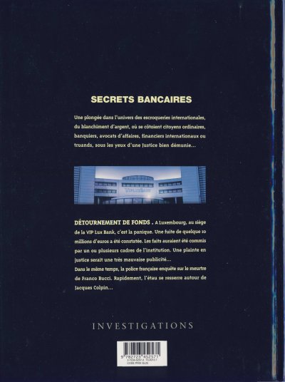 Verso de l'album Secrets bancaires Premier cycle Tome 2 Détournement de Fonds