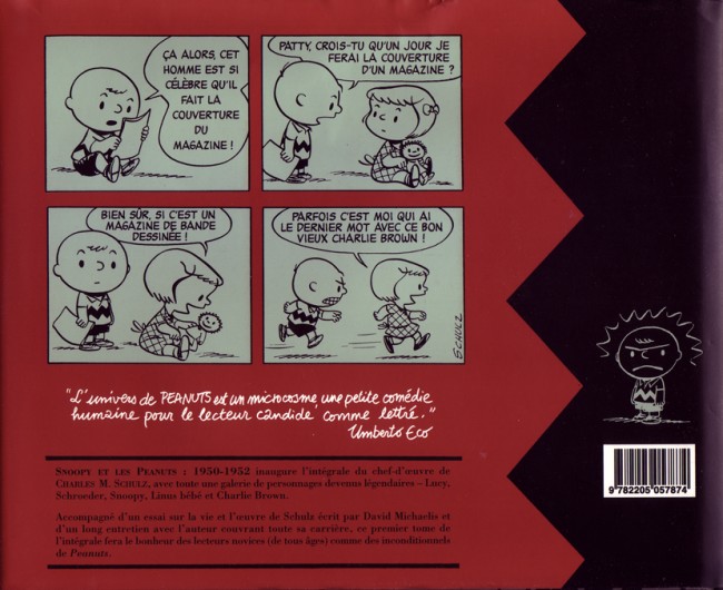 Verso de l'album Snoopy & Les Peanuts Tome 1 1950 - 1952