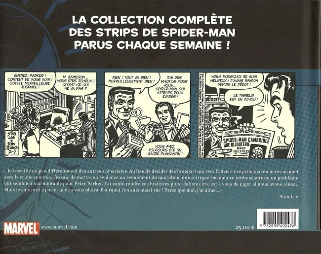 Verso de l'album Spider-Man Volume 2 29/01/1979 - 11/01/1981