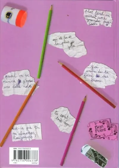 Verso de l'album Virginie, une histoire qui sent la colle Cléopâtre