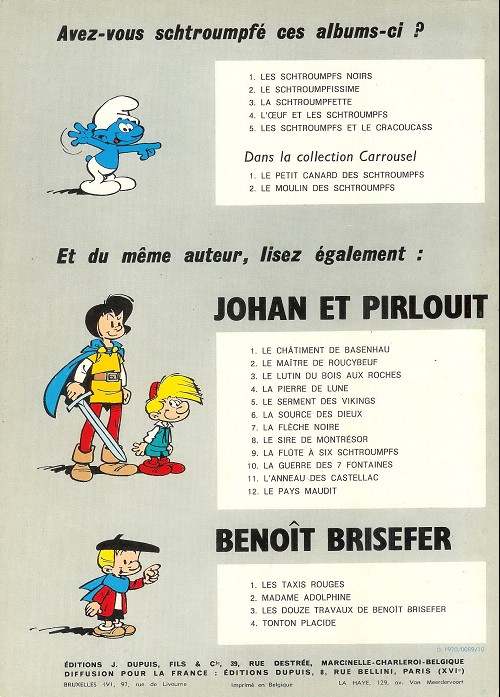 Verso de l'album Johan et Pirlouit Tome 8 Le sire de Montrésor