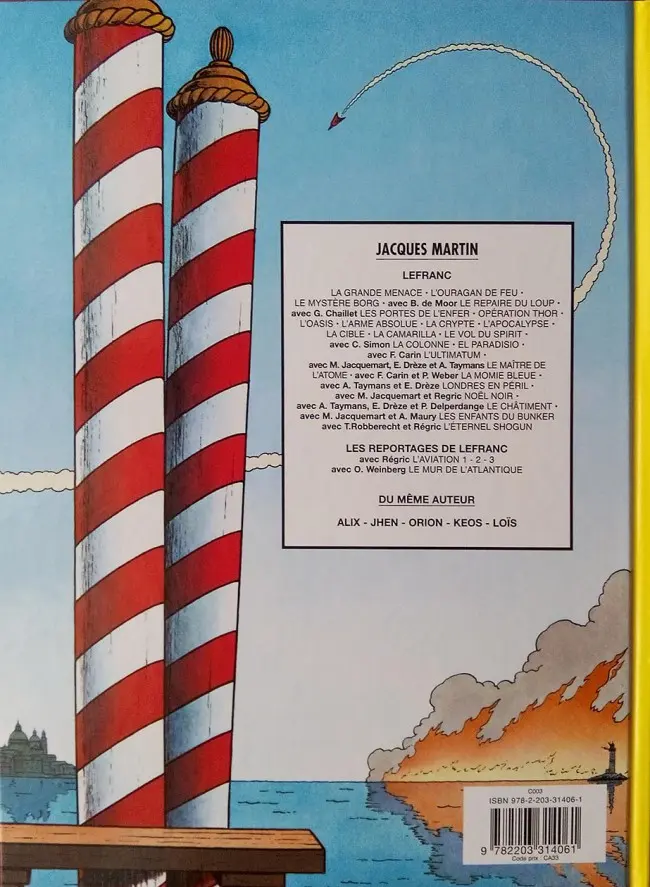 Verso de l'album Lefranc Tome 6 Opération Thor