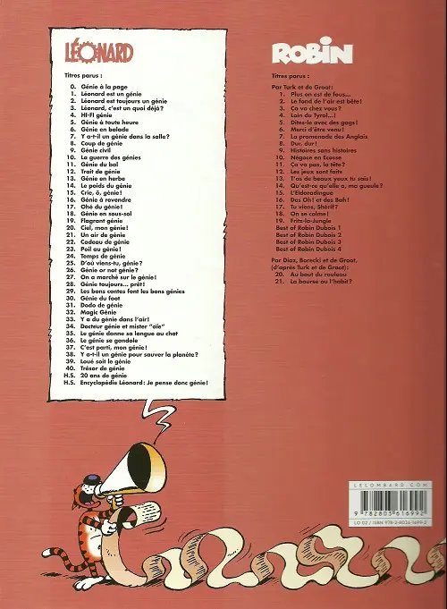 Verso de l'album Léonard Tome 1 Léonard est un génie