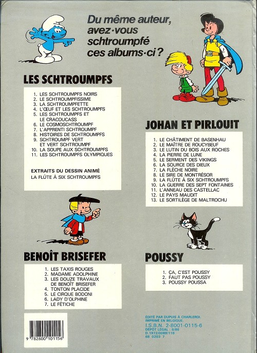 Verso de l'album Les Schtroumpfs Tome 8 Histoires de Schtroumpfs