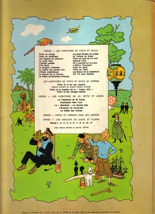 Verso de l'album Tintin Tome 8 Le sceptre d'Ottokar