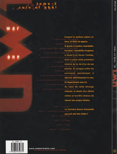 Verso de l'album Universal War One Tome 3 Caïn et Abel