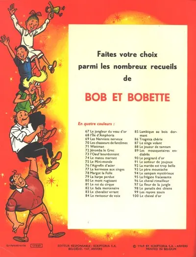 Verso de l'album Bob et Bobette Tome 99 Les rayons zouin