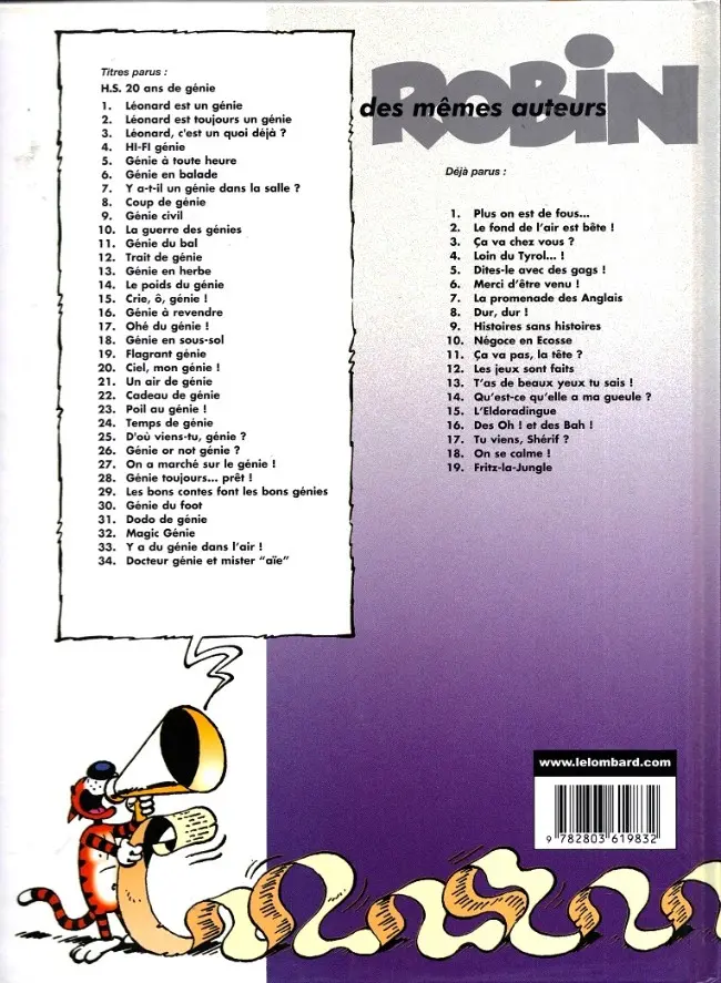Verso de l'album Léonard Tome 34 Docteur génie et mister