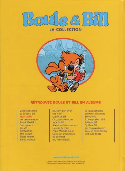 Verso de l'album Boule & Bill La collection Tome 3 Quel cirque !