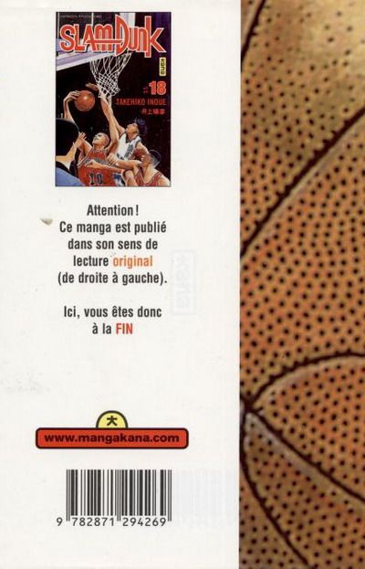 Verso de l'album Slam Dunk #18