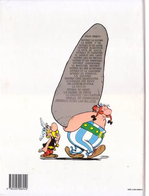 Verso de l'album Astérix Tome 20 Astérix en corse