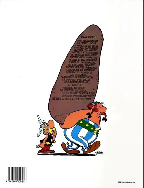 Verso de l'album Astérix Tome 23 Obélix et compagnie