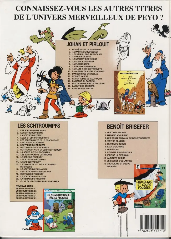 Verso de l'album Johan et Pirlouit Tome 16 La nuit des sorciers