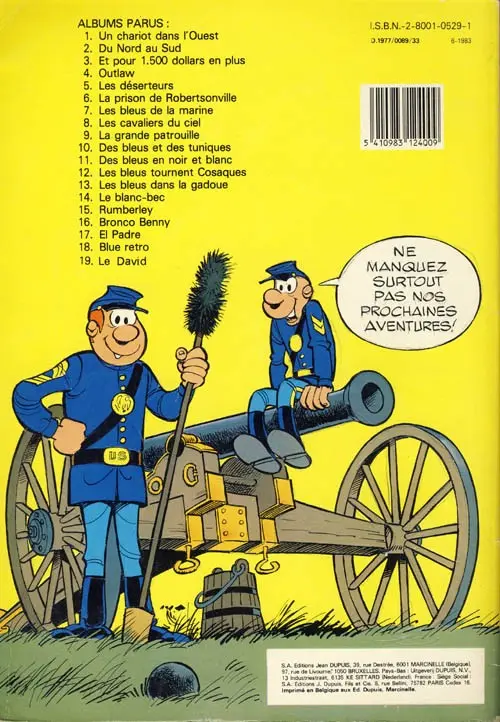 Verso de l'album Les Tuniques Bleues Tome 11 Des bleus en noir et blanc