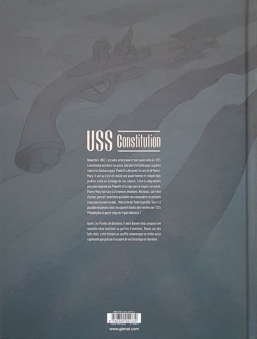Verso de l'album USS Constitution Tome 2 Il y a deux justices en mer, celle des gradés et celle des sans-grades