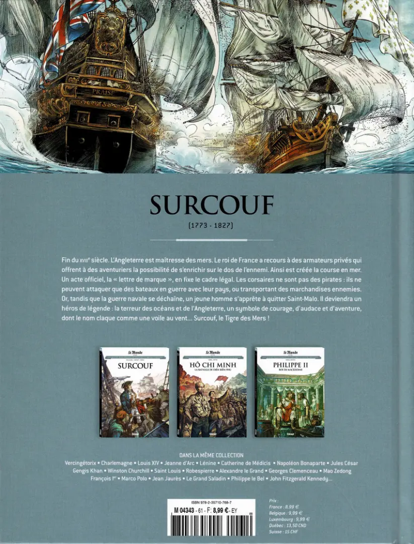 Verso de l'album Les grands personnages de l'Histoire en bandes dessinées Tome 61 Surcouf