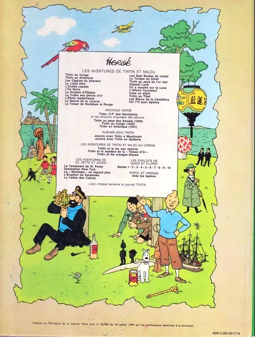 Verso de l'album Tintin Tome 18 L'affaire Tournesol