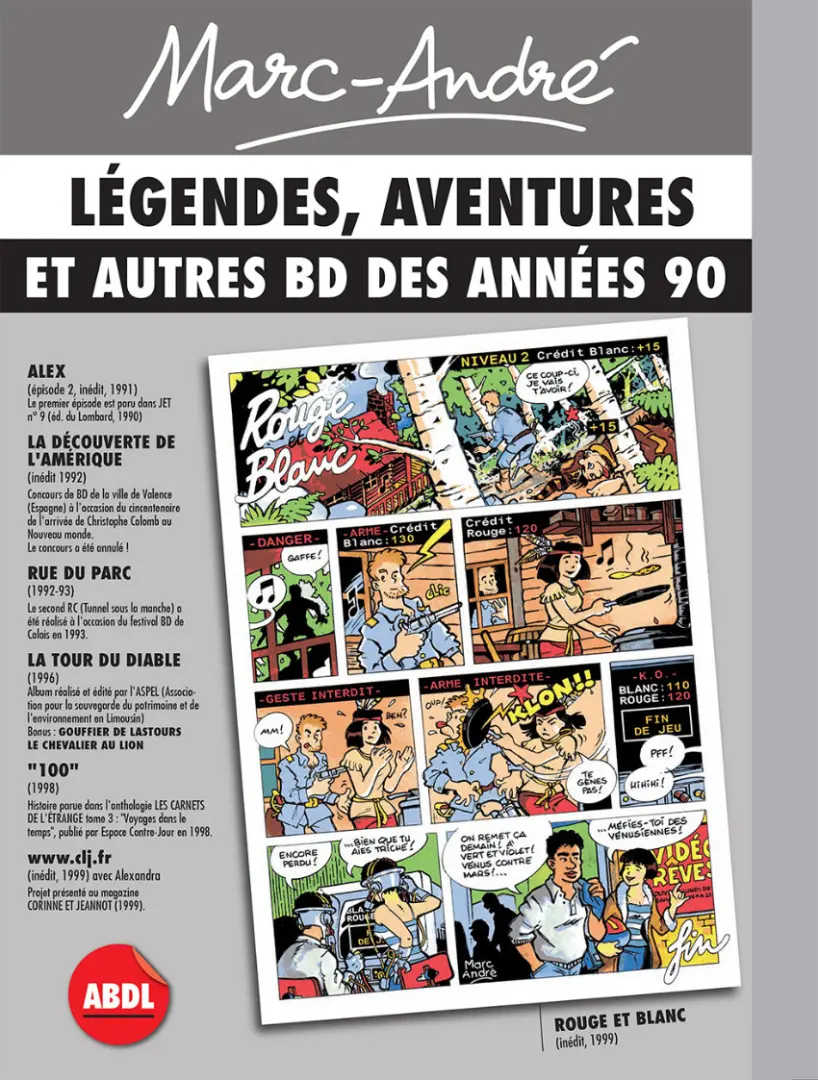 Verso de l'album Légendes, aventures et autres BD des années 90