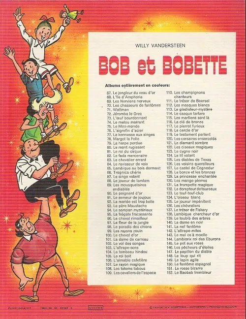 Verso de l'album Bob et Bobette Tome 111 Le trésor de Beersel