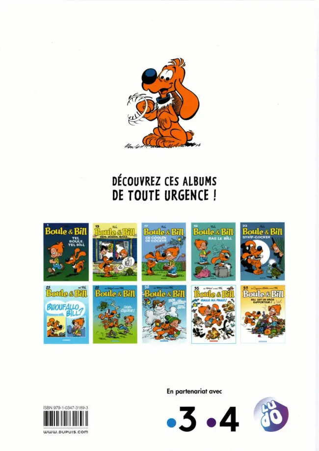 Verso de l'album Boule & Bill Tome 18 Carnet de Bill