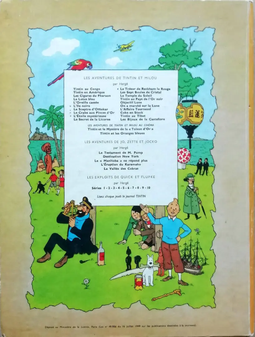 Verso de l'album Tintin Tome 3 Tintin en Amérique